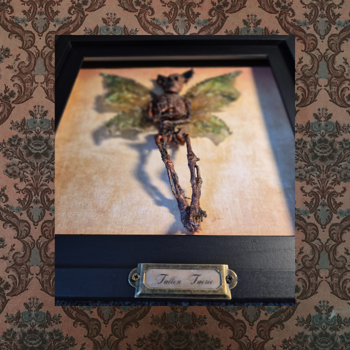 Miniature fallen faerie shadow box display
