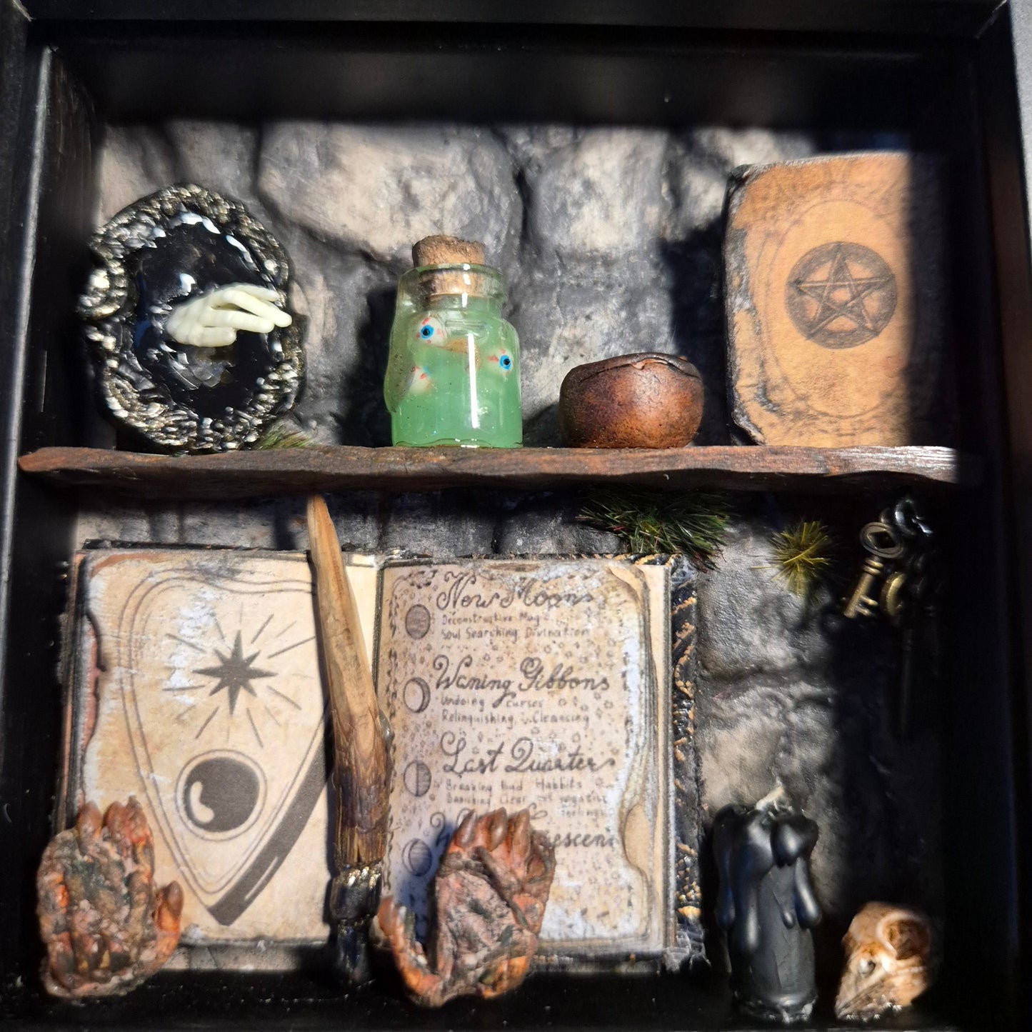 Miniature spell kit shadow box display